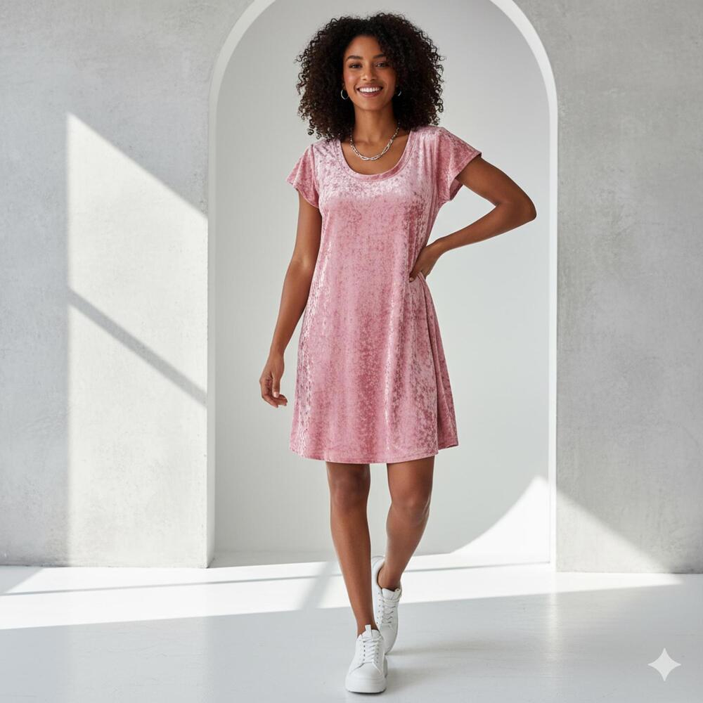 Victoria Secret Pink Velvet Short Sleeve Dress for Women